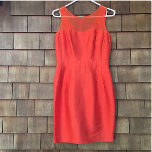 Reiss Orange Silk Sleeveless Dress Semi Sheer